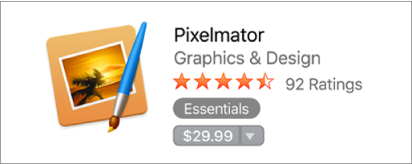 App information bubble showing the app price