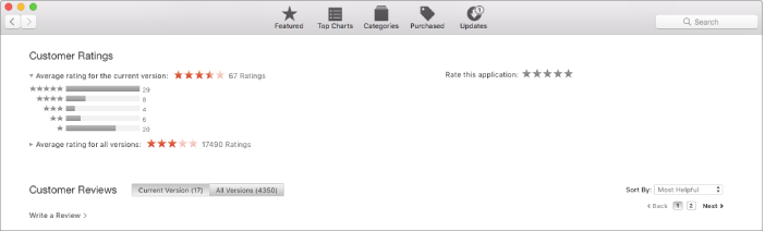 The App Store window for entering an app rating and a review