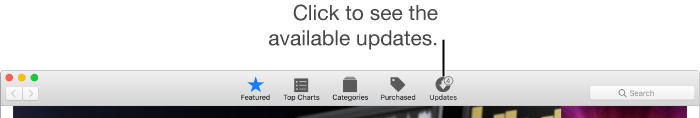 App Store toolbar showing the Updates button