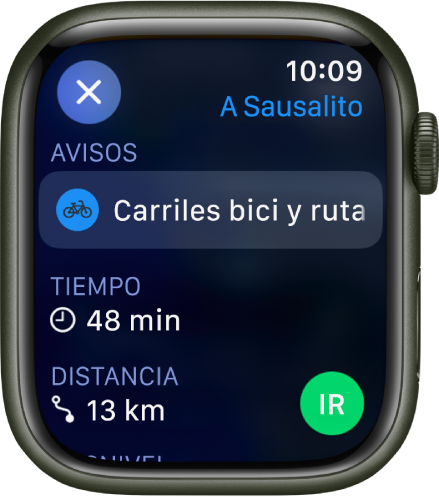 Obtener indicaciones en el Apple Watch de cómo llegar a un sitio