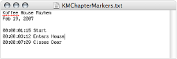 Figure. Plain text file containing chapter marker list.