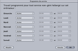Figure. Work schedule dialog in the Apple Qmaster pane of System Preferences.