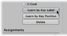 Figure. Learn by Key Label button in the Key Commands window.