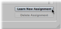 Figure. Learn New Assignment button in the Key Commands window.