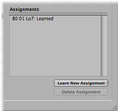 Figure. Learned assignment displayed in the Assignment field in the Key Commands window.