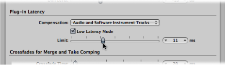 Figure. General audio preferences tab showing the Limit slider being moved.