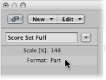 Figure. Format menu in the Score Set window.