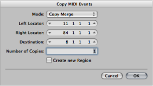 Figure. Copy MIDI Events dialog.