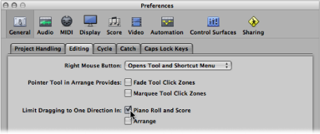 Figure. General Editing preferences indicating options to limit note movement dragging.
