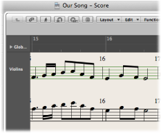 Figure. Score Editor showing target MIDI region with green staff lines.
