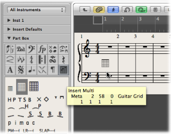 Figure. Dragging a chord grid symbol into the Score Editor.