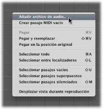 Figure. Arrange area with open shortcut menu.
