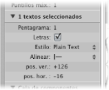 Figure. Text object parameters in the Event Parameter box.