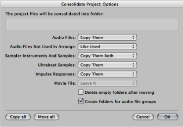Figure. Consolidate Project dialog.