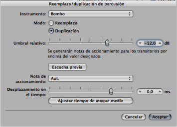Figure. Drum Replacement or Doubling dialog.