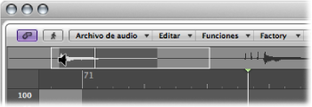 Figure. Sample Editor with the Prelisten icon over the waveform overview.