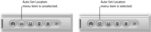 Figure. Two variations of the Cycle button showing the Auto Set Locators menu item unselected and selected.