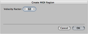 Figure. Create MIDI Region window.