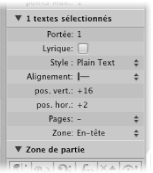Figure. Global text object parameters in the Event Parameter box.