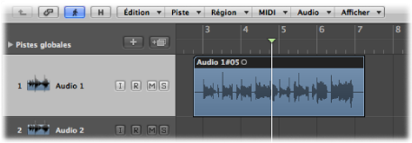 Figure. Arrange area with audio region on an audio track.