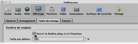 Figure. Mixer pane in the Display preferences.