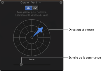 Figure. HUD showing special controls for the Wind behavior in 2D mode.