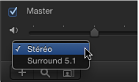 Figure. Audio tab showing Master Output pop-up menu.
