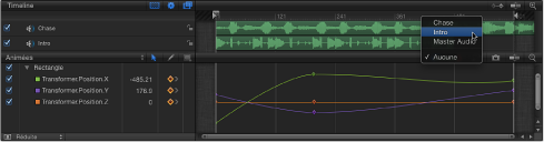 Figure. Audio track selection pop-up menu in the Keyframe Editor.