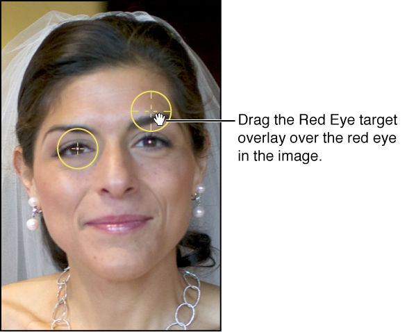 Figure. Image showing a hand icon appearing over a Red Eye target overlay, indicating that you can move it.