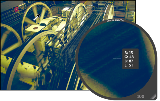 Figure. Loupe showing a magnified view of the darkest pixels in the image.
