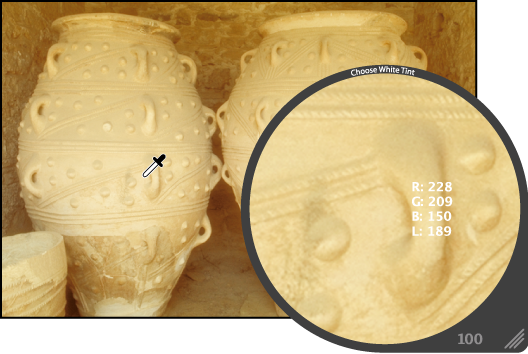 Figure. Loupe showing a magnified view of the lightest pixels in the image.