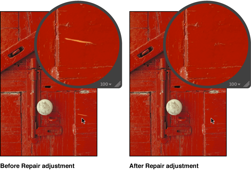 Figure. Image before and after a Repair adjustment.