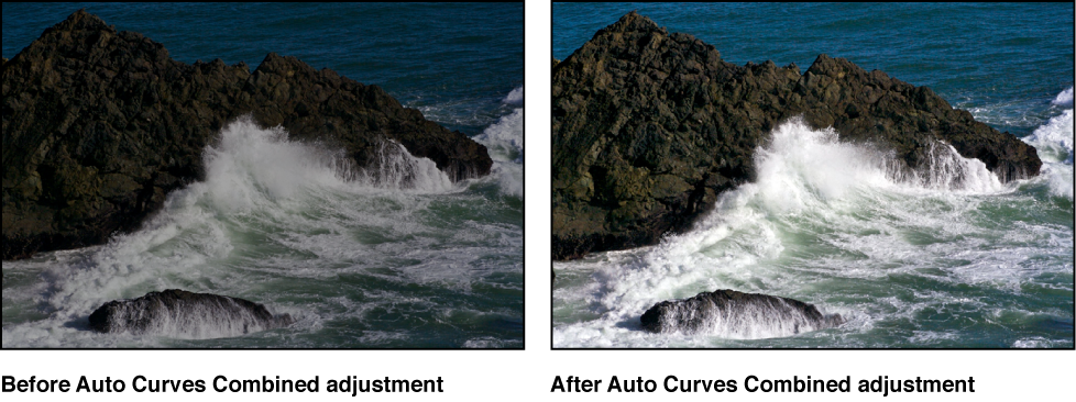 Figure. Image before and after an Auto Curves Combined adjustment.