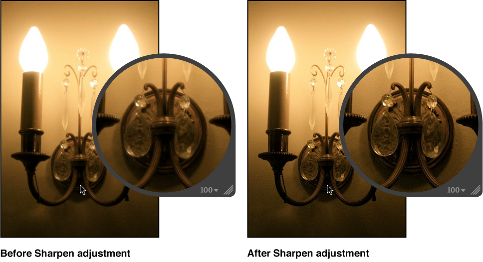 Figure. Image before and after a Sharpen Quick Brush adjustment.