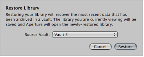 Figure. Restore Library dialog.