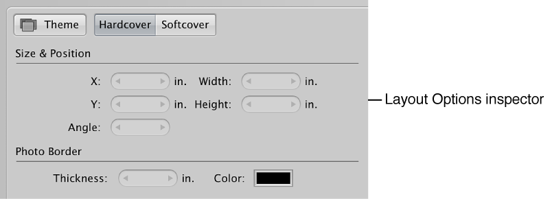 Figure. Controls in the Layout Options inspector.