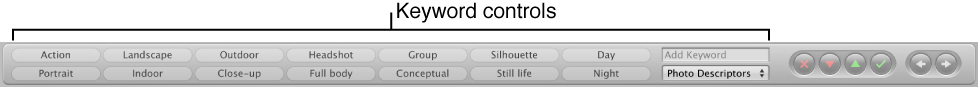 Figure. Keyword controls in the control bar.