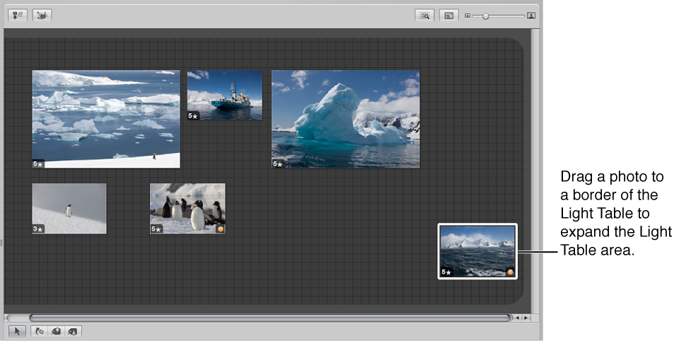 Figure. Image being dragged to the edge of the Light Table to expand its area.
