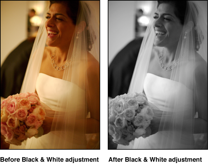 Figure. Image before and after a Black & White adjustment.