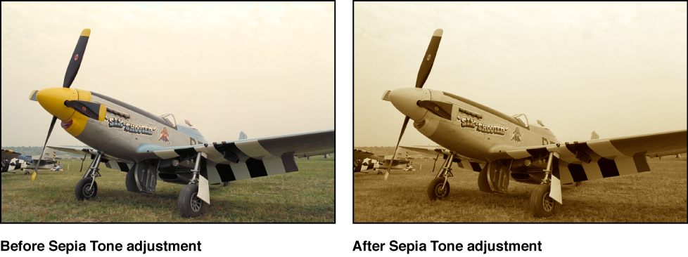 Figure. Image before and after a Sepia Tone adjustment.