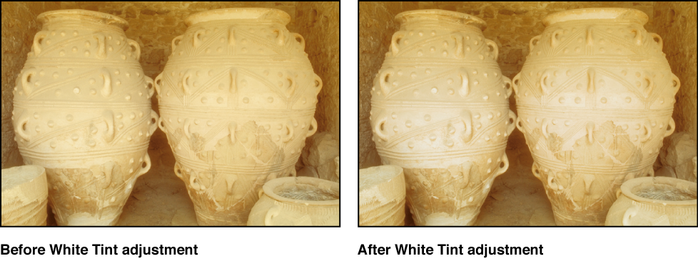 Figure. Image before and after a White Tint adjustment.