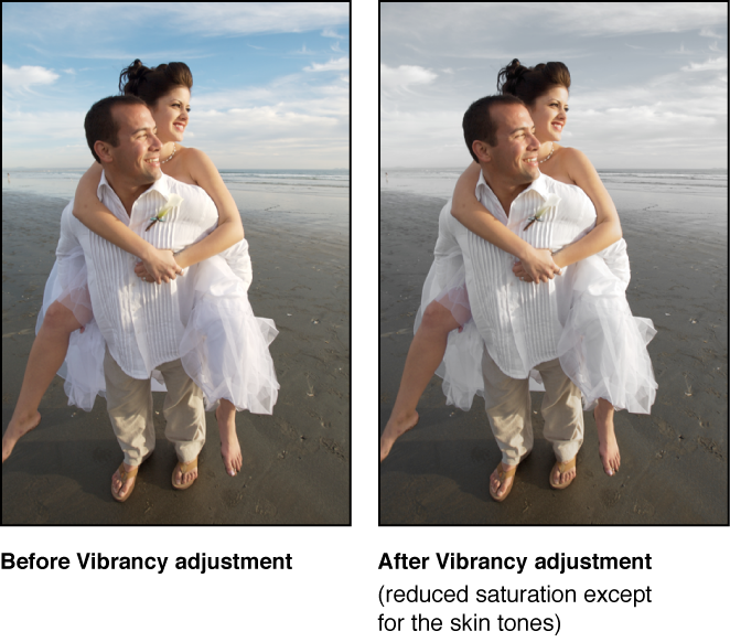 Figure. Image before and after a Vibrancy adjustment.