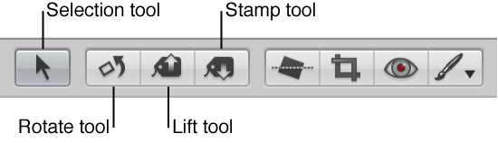 Figure. Selection tool and adjustment tools in the tool strip.