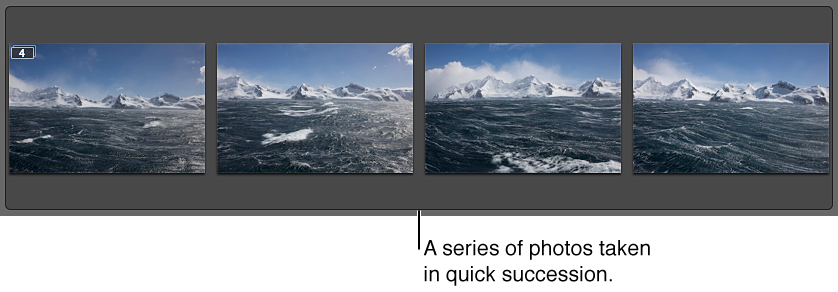 Figure. Stack containing a series of images shot in quick succession.