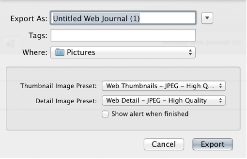 Figure. Export dialog.