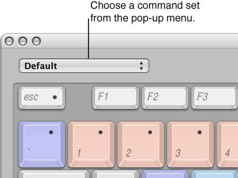 Figure. Pop-up menu with command set options in the Command Editor.
