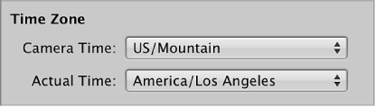 Figure. Time Zone settings in the Import browser.