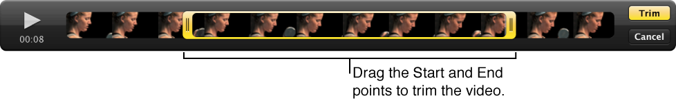 Figure. Start and End points for a video clip in the Viewer.
