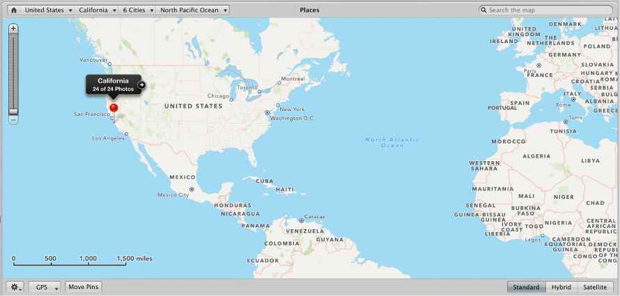 Figure. Controls in Places view.