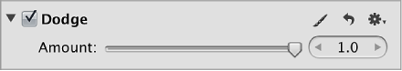 Figure. Dodge adjustment controls in the Adjustments inspector.